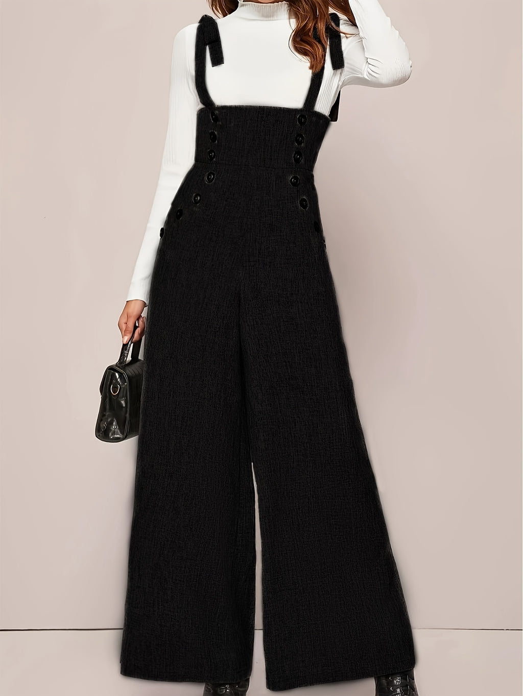 Polyester Jumpsuit with Button Detail