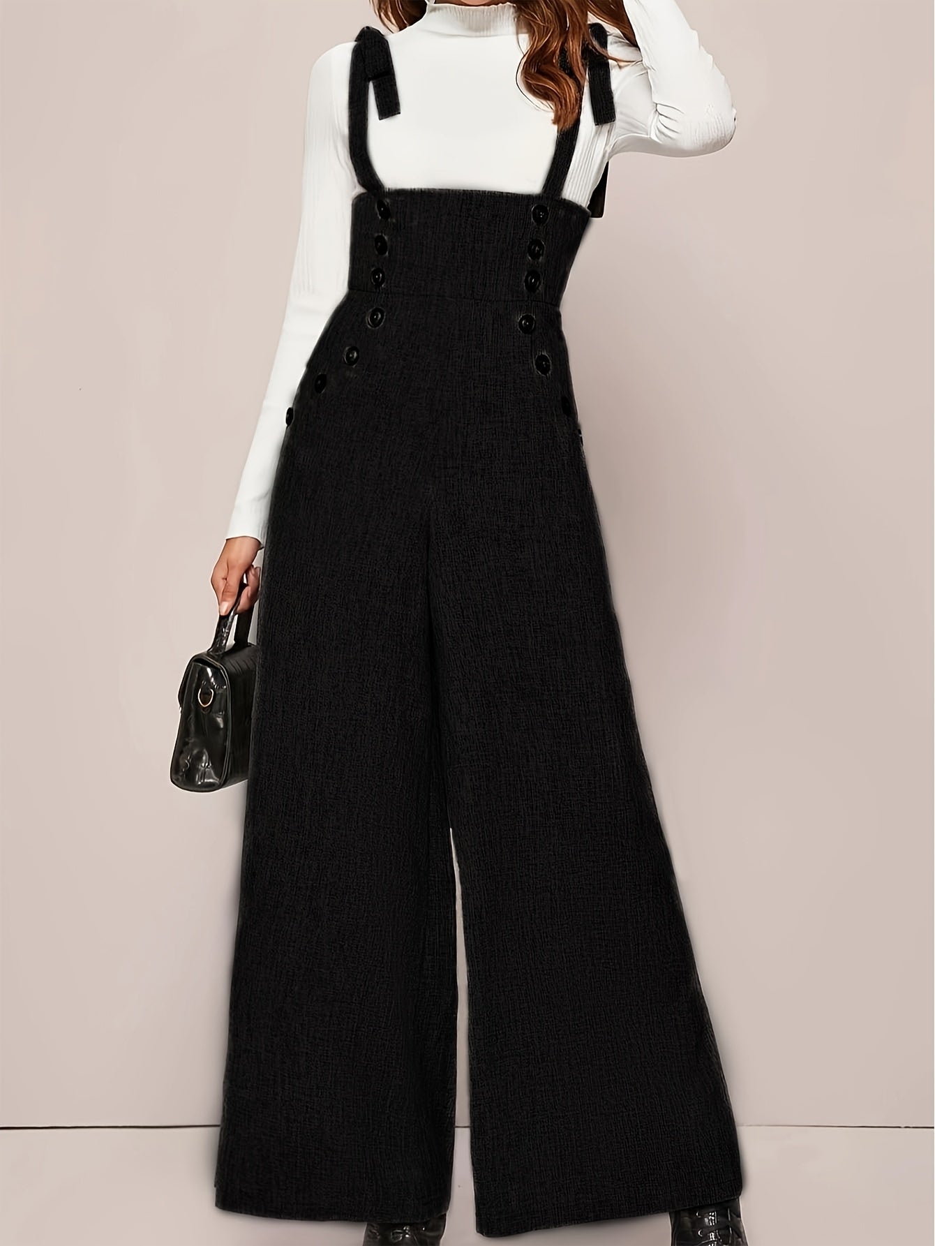 Polyester Jumpsuit with Button Detail