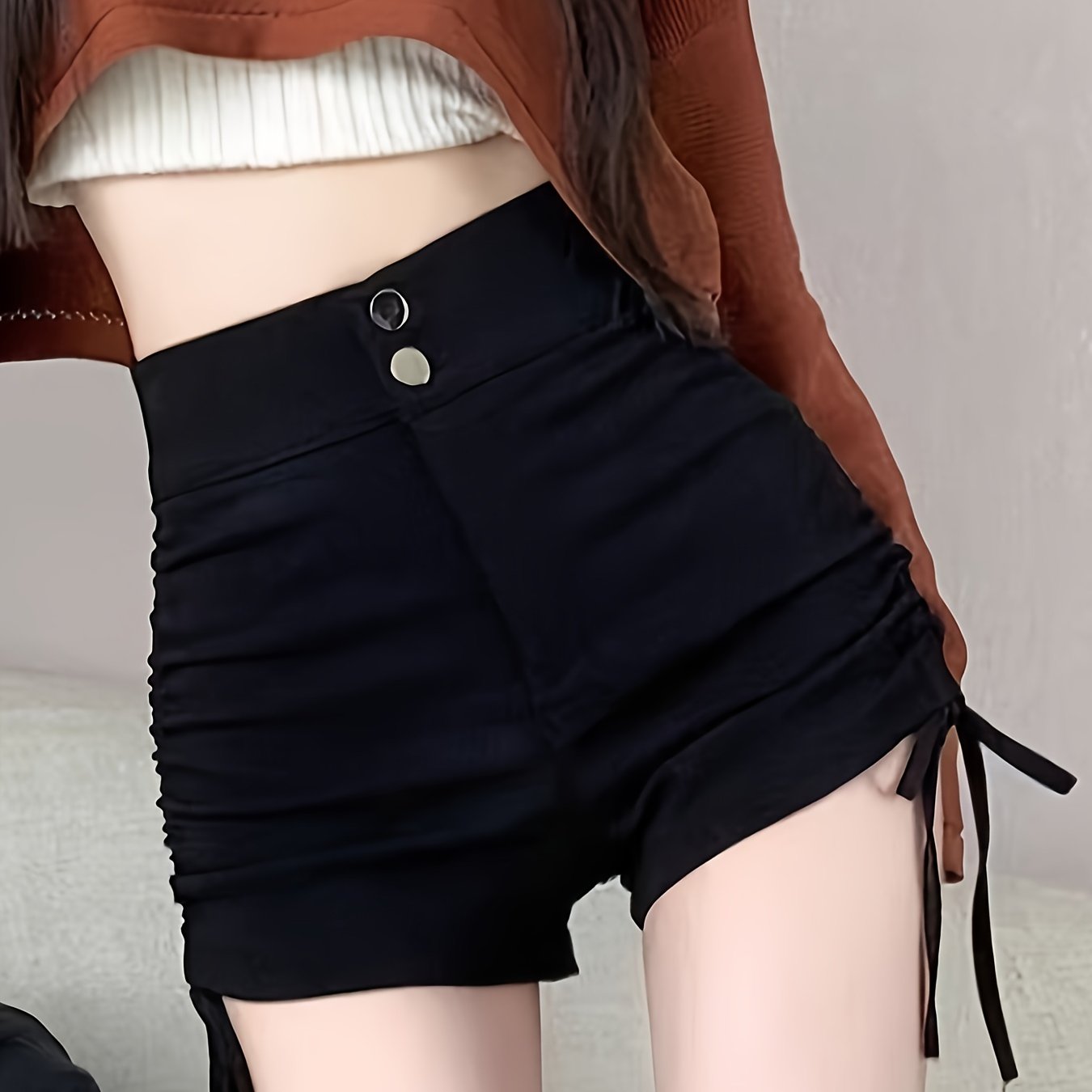 High-Waisted Drawstring Shorts