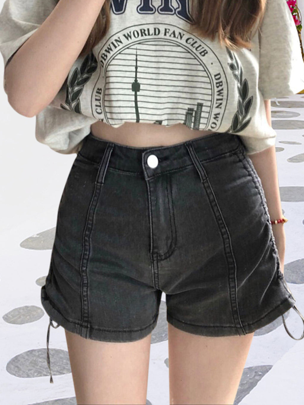 High-Waisted Distressed Denim Shorts