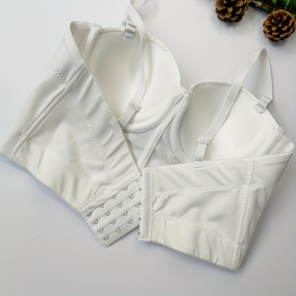 #8185 French Design Sleeveless Vest, Niche Shaping Underwear for Women, Fishbone Top with Studs and Shiny Rhinestones, Women'S Group Tightening Wrap Chest