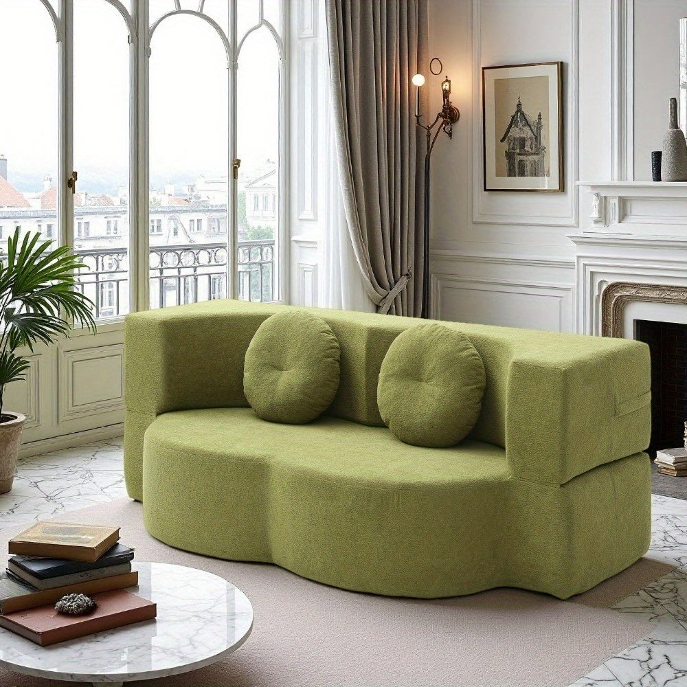 2-in-1 Convertible Folding Sofa Bed with Mattress