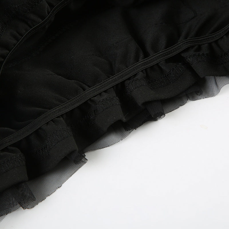 Lace Trim Tiered Shorts