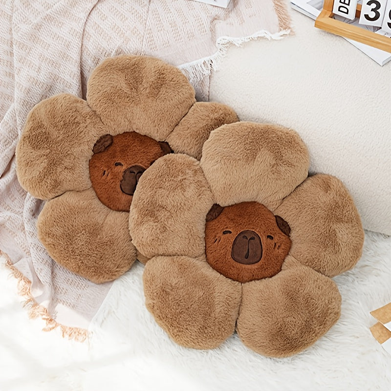 Flower Capybara Throw Pillow