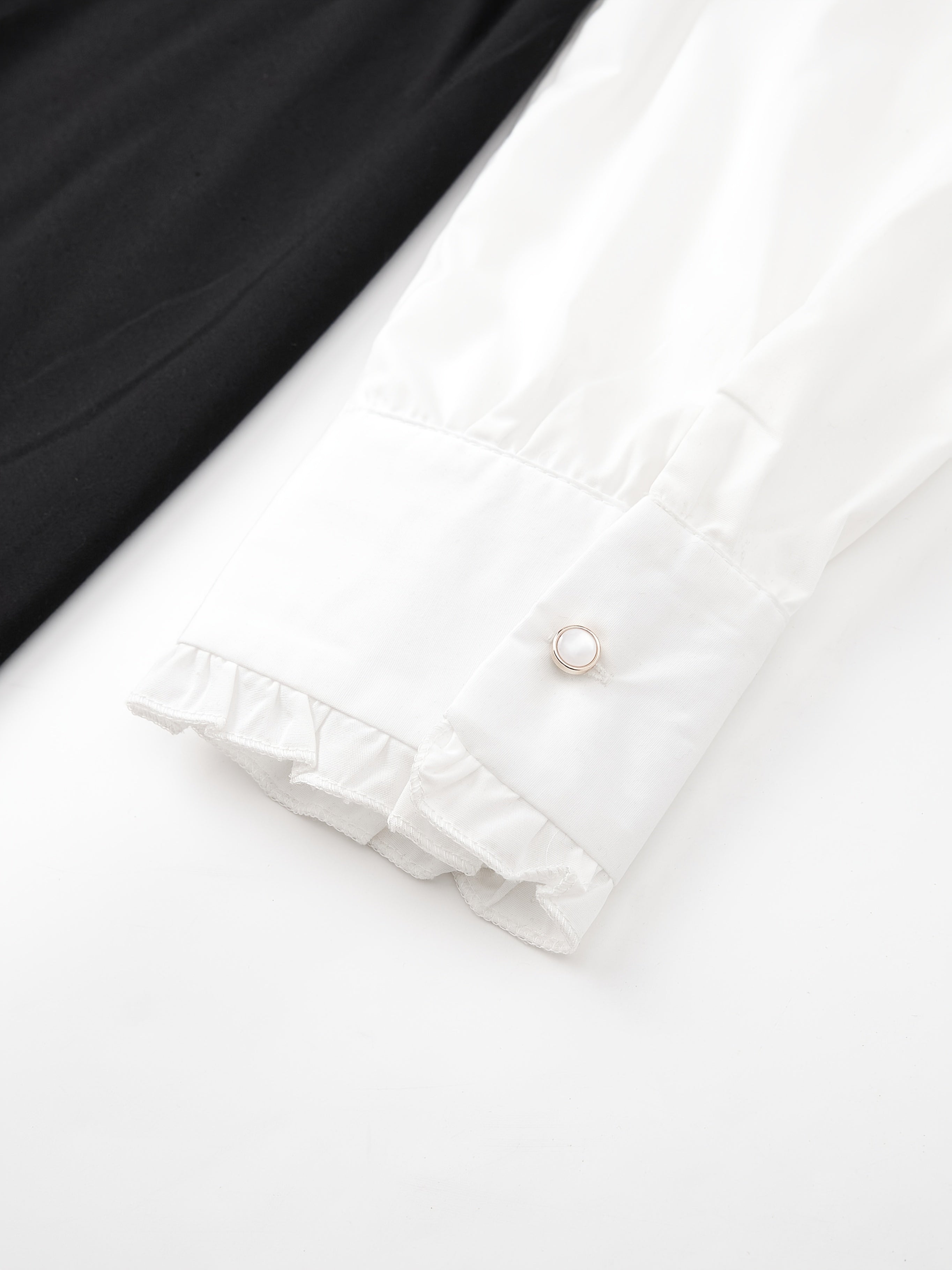 Solid Color Contrast 2-in-1 Long Sleeve Maxi Dress