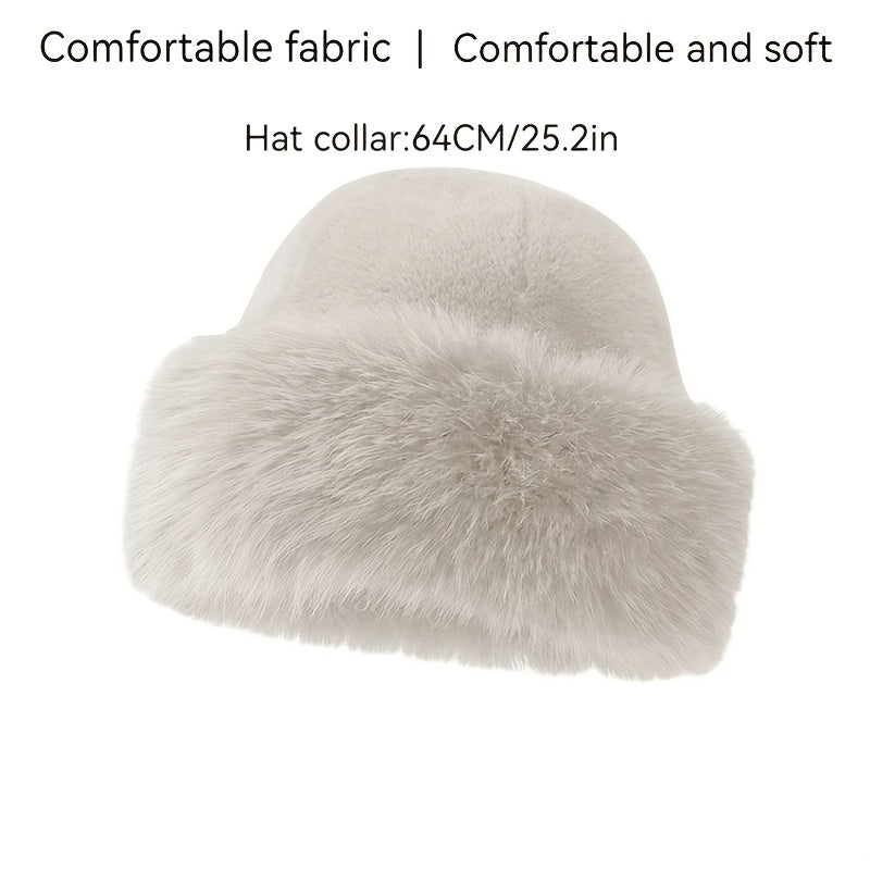 Women'S Plush Faux Fur Bucket Hat - Lightweight Winter Warmth, Non-Stretch Fit, Hand Washable, Valentine'S Day Gift, Holiday & Everyday Fashion Accessory, Cute Hat, Seasonal Fashion, Elegant Design, Soft Texture, Stylish Head