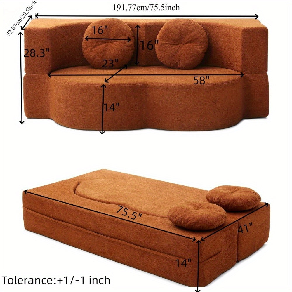 2-in-1 Convertible Folding Sofa Bed with Mattress