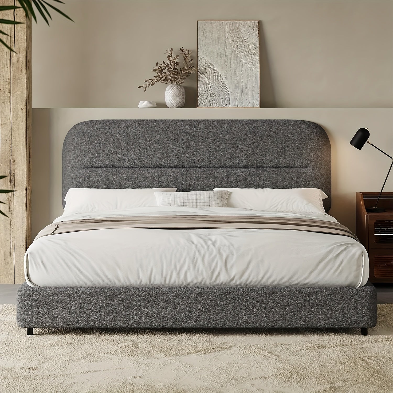 Upholstered Bed Frame with Headboard