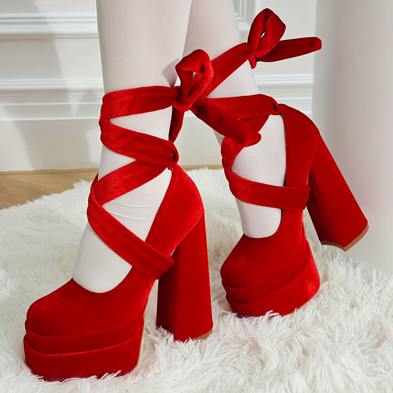 Chunky Platform Mary Jane High Heels