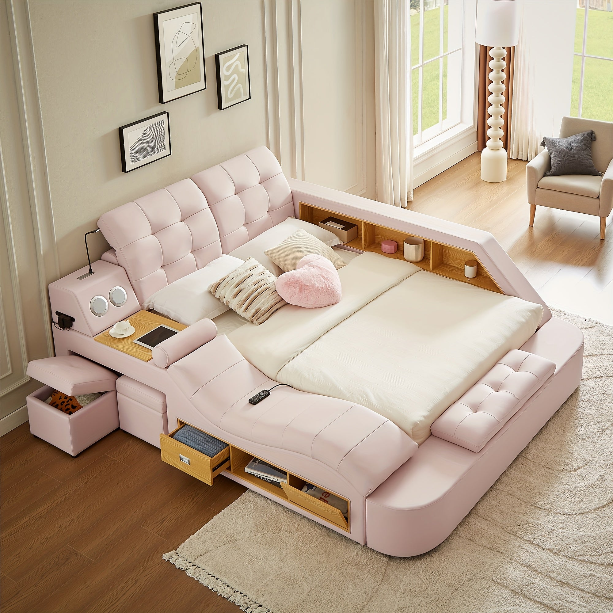 Multifunctional Large Bed Frame