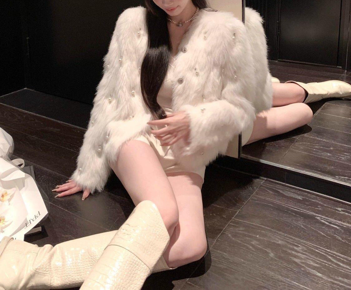 Sophisticated Cropped Plush Cardigan