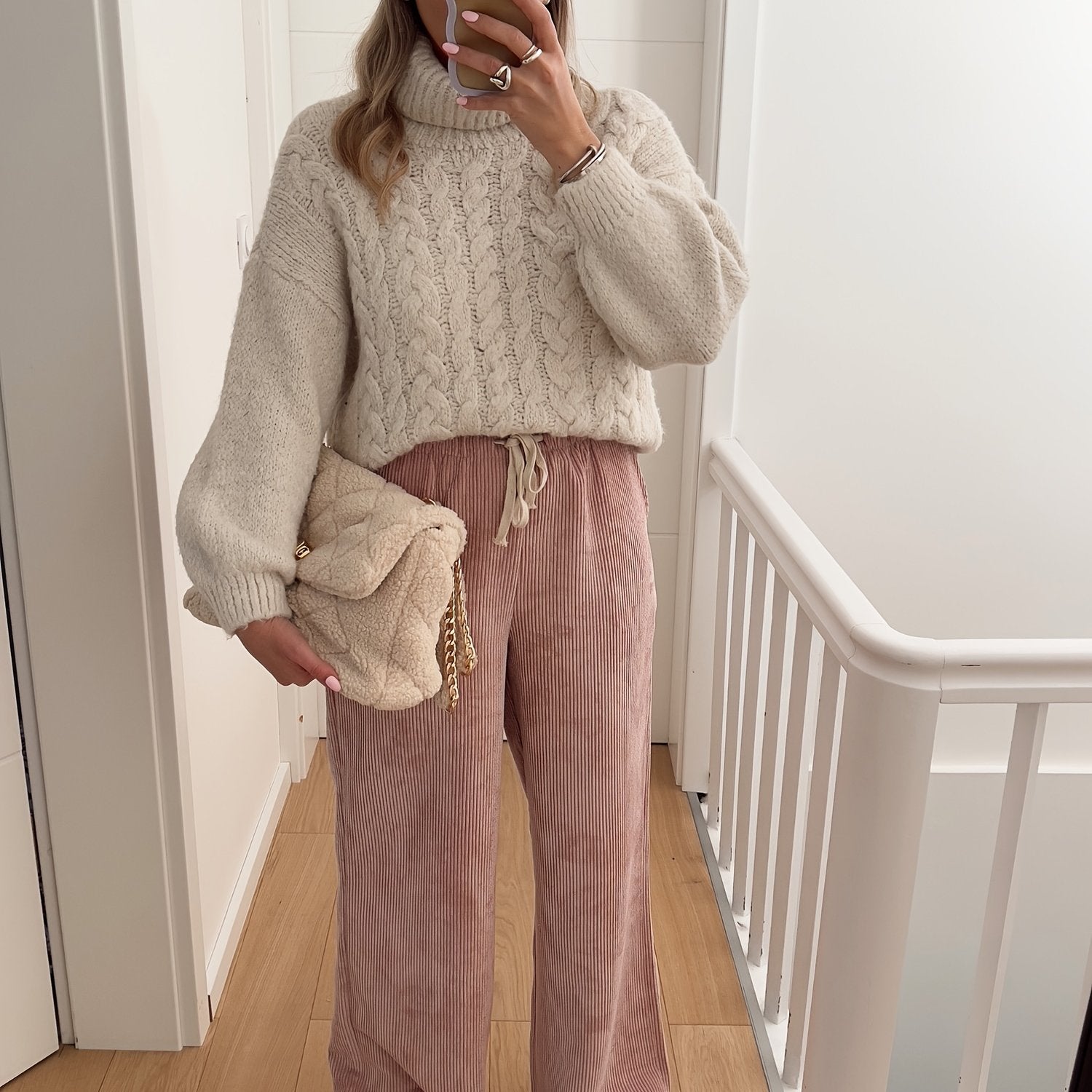 Elegant Pink Corduroy Pants