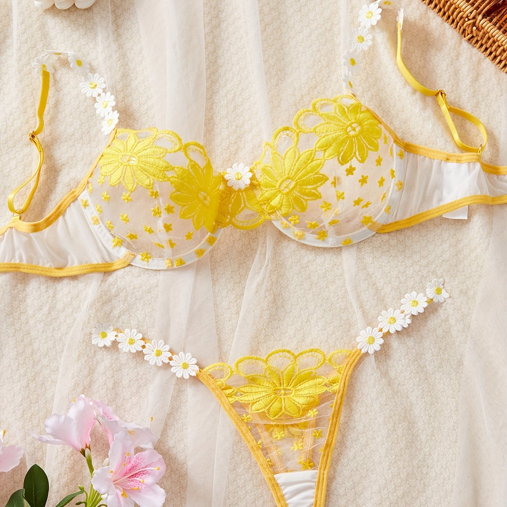 Daisy Mesh Bra Set