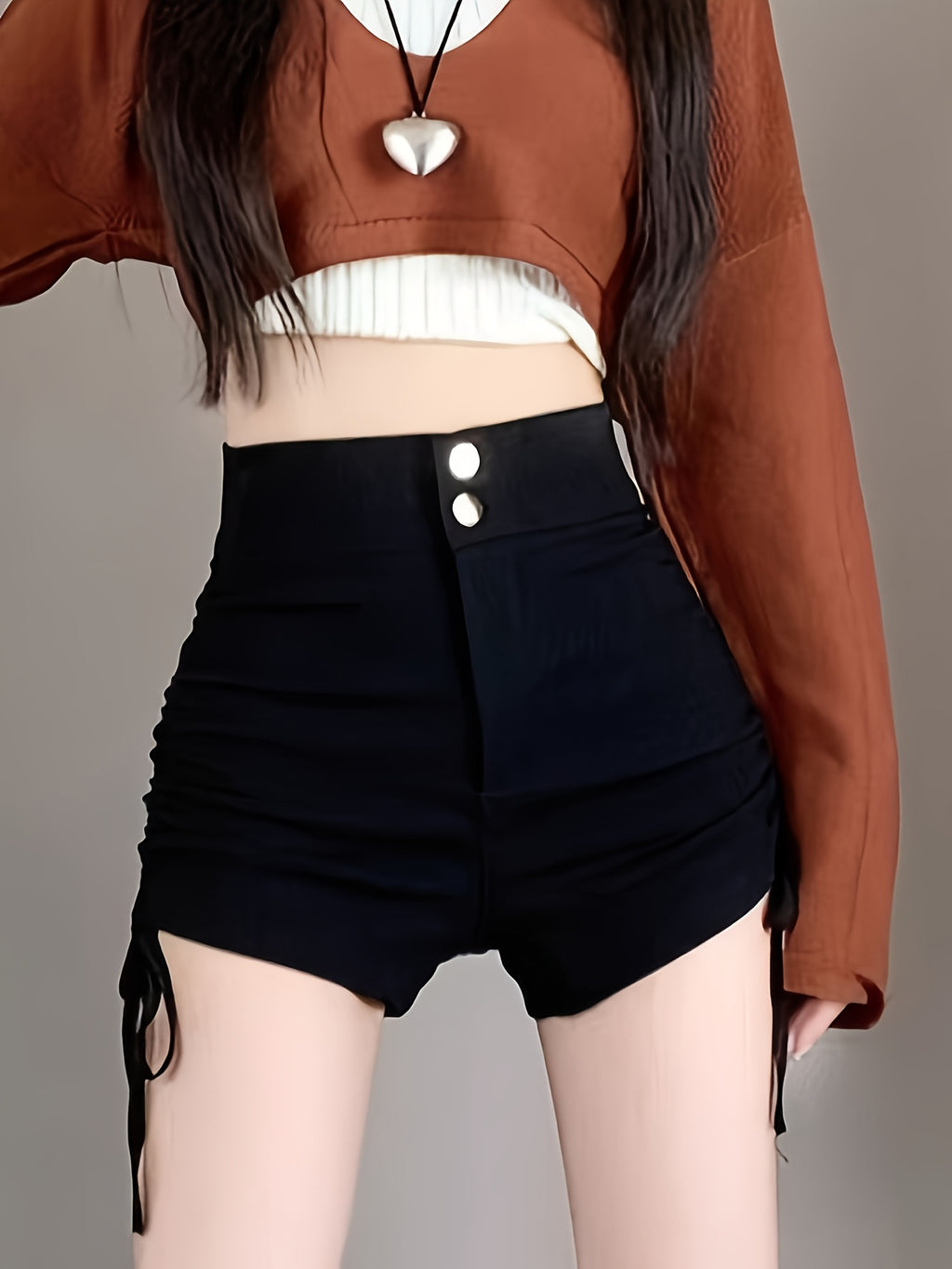 High-Waisted Drawstring Shorts