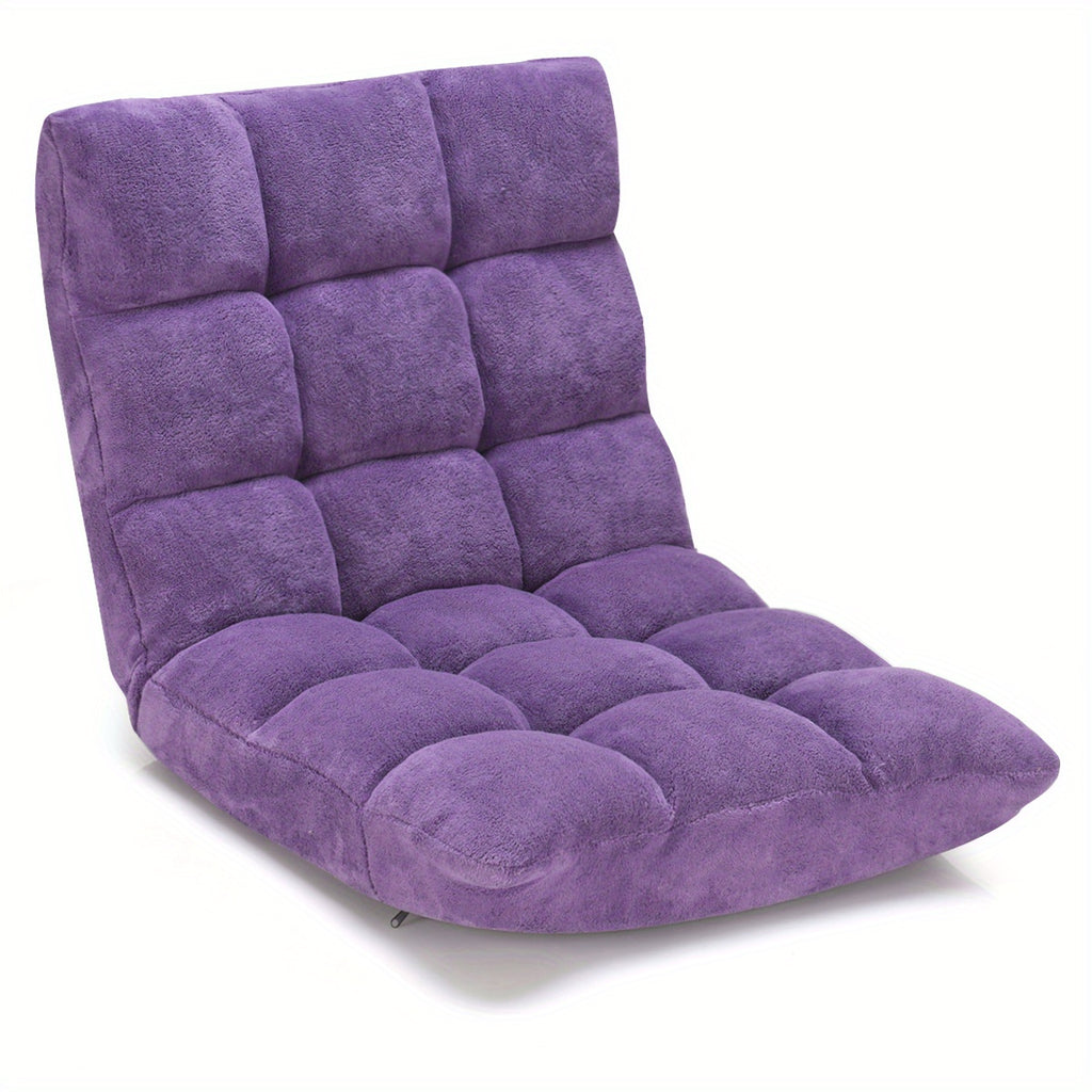 Adjustable 14-Position Floor Chair Folding Gaming Sofa Chair Cushioned Purple