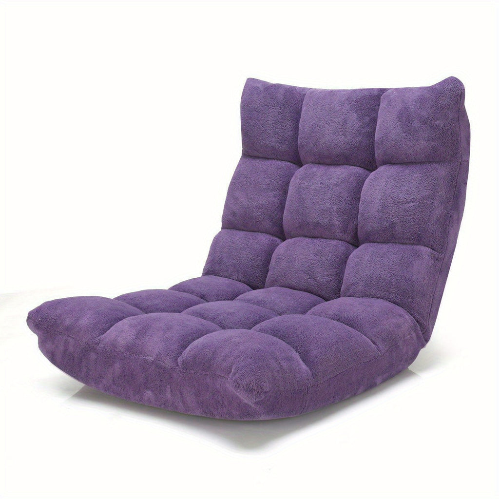Adjustable 14-Position Floor Chair Folding Gaming Sofa Chair Cushioned Purple