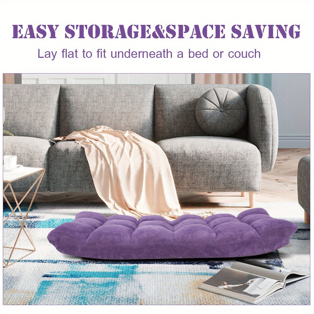 Adjustable 14-Position Floor Chair Folding Gaming Sofa Chair Cushioned Purple