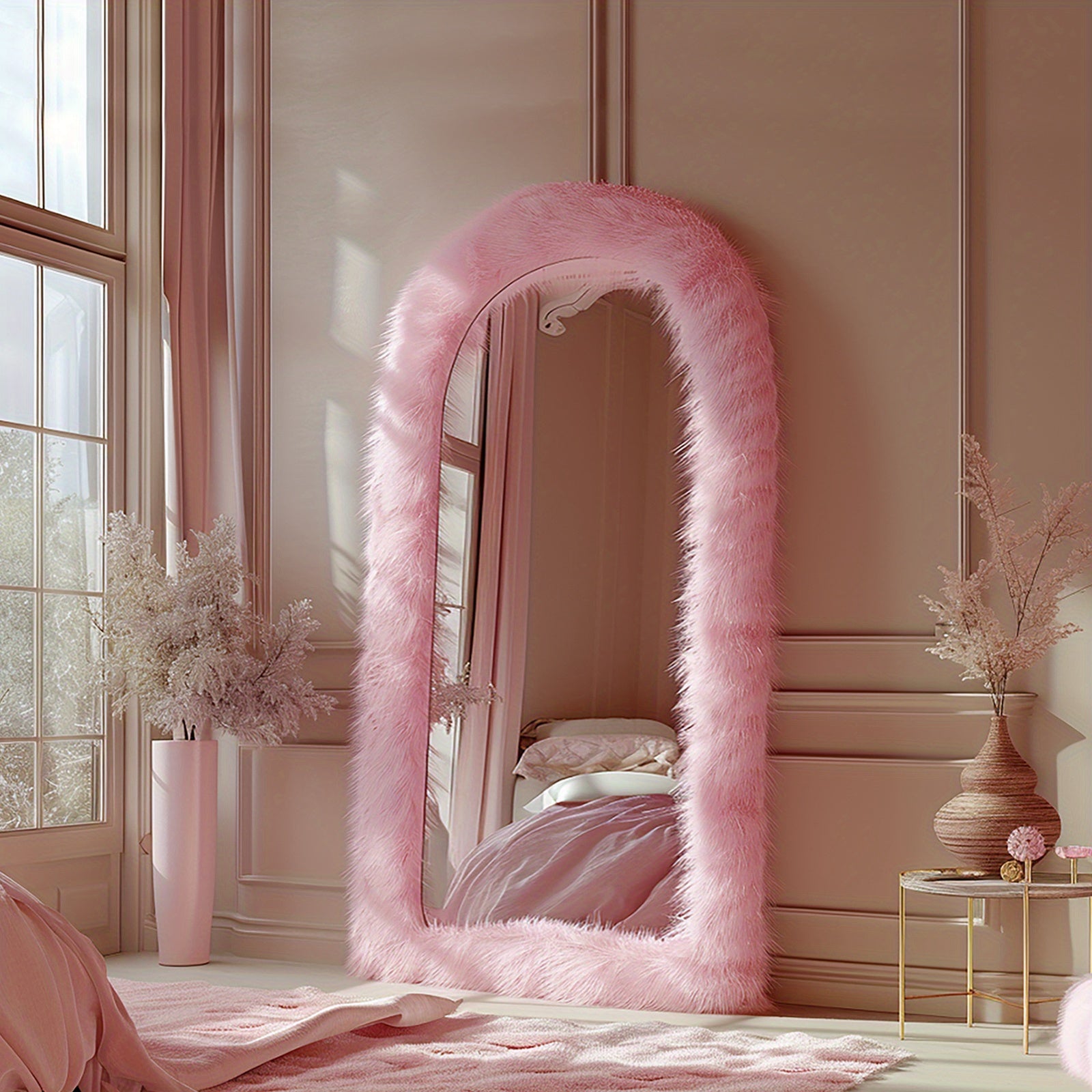 Full Length Mirror Chic Faux Fur