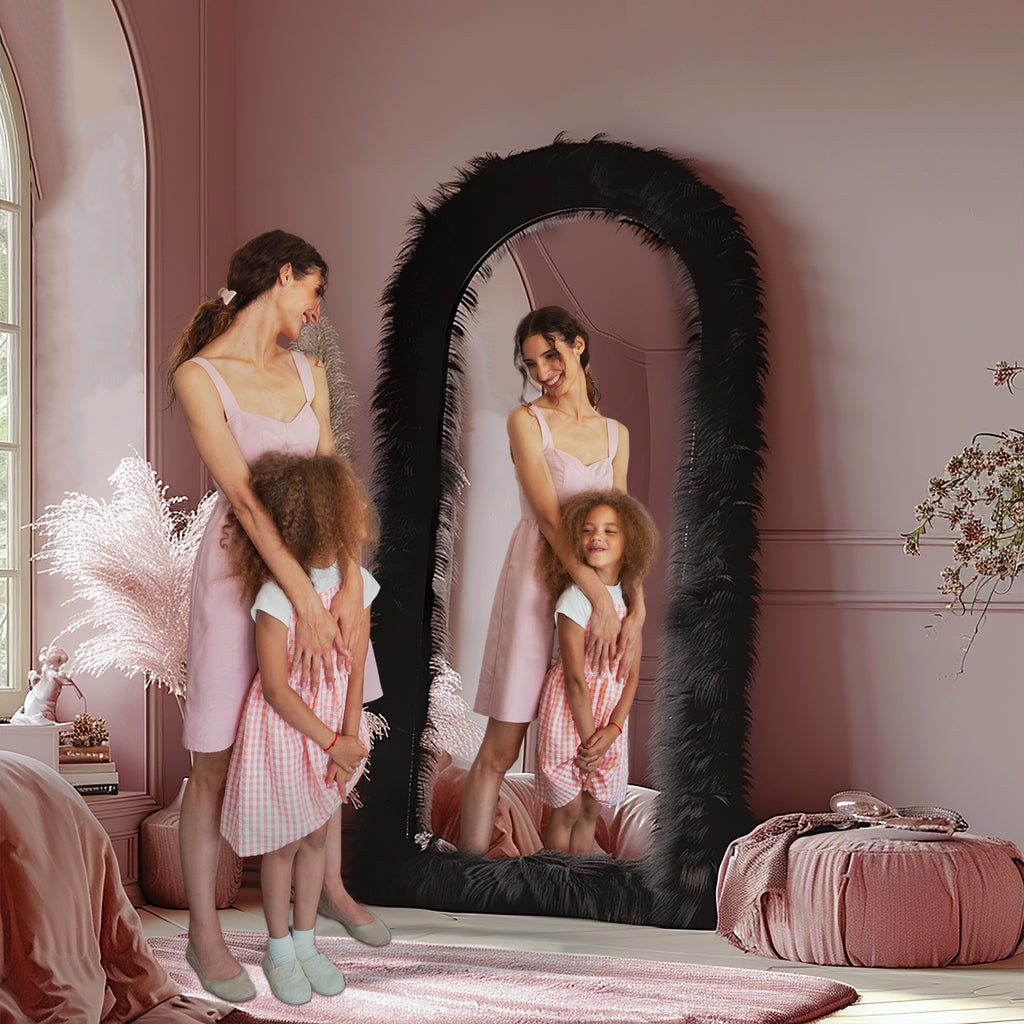 Full Length Mirror Chic Faux Fur