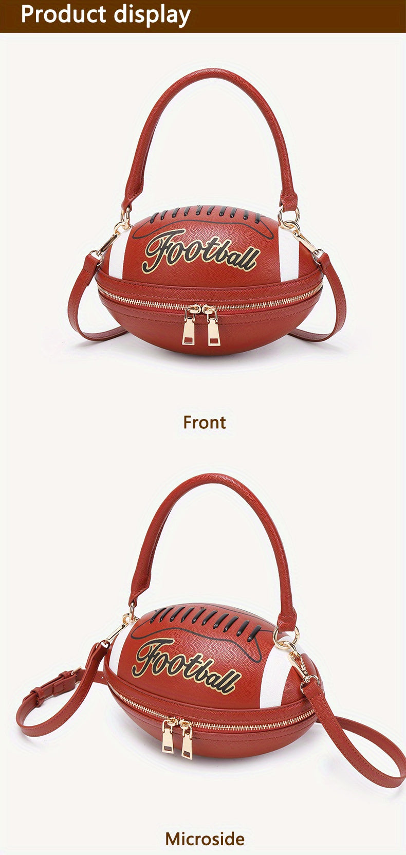 American Football Shaped Crossbody Bag