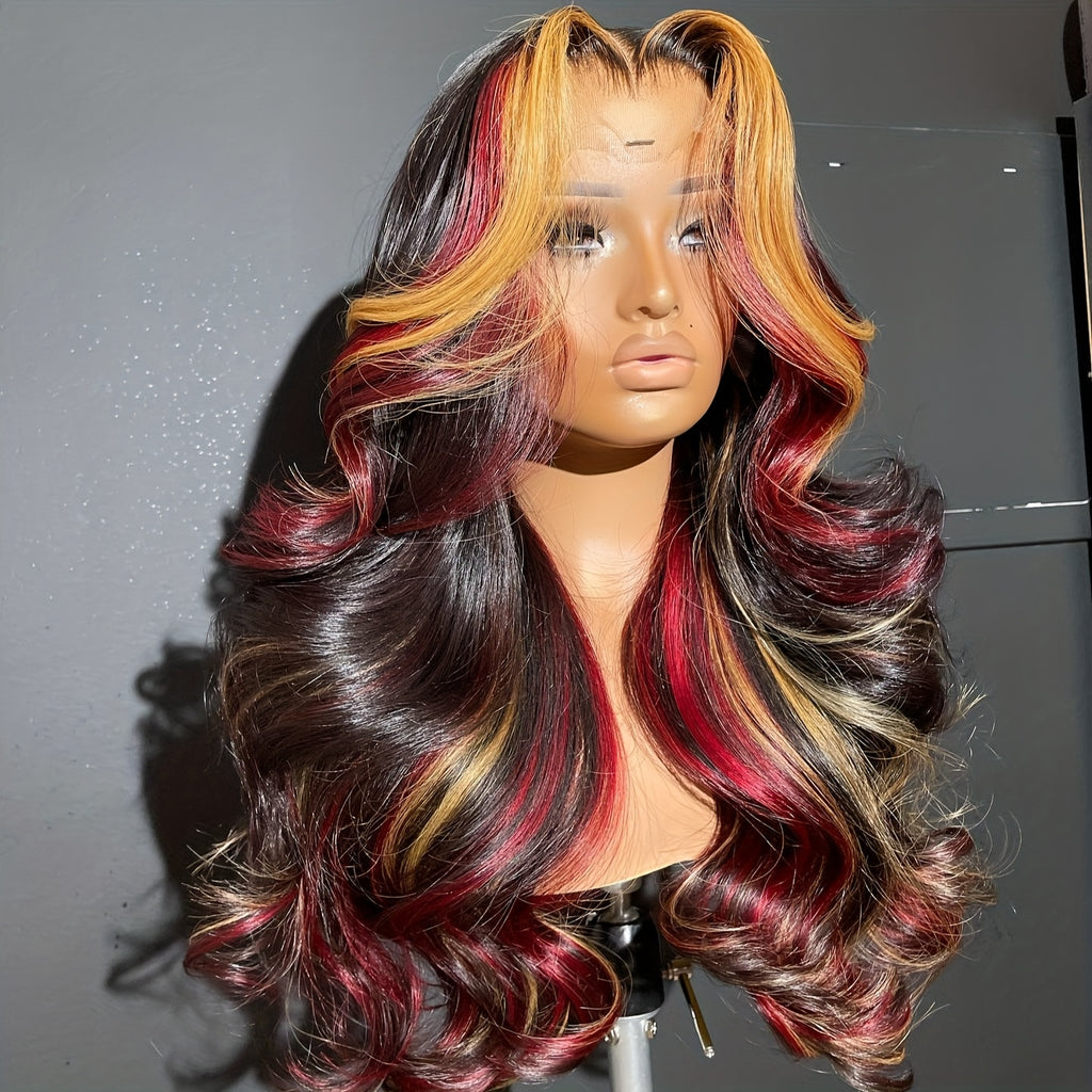 13x4 HD Lace Front Wig with Blonde & Red Highlight