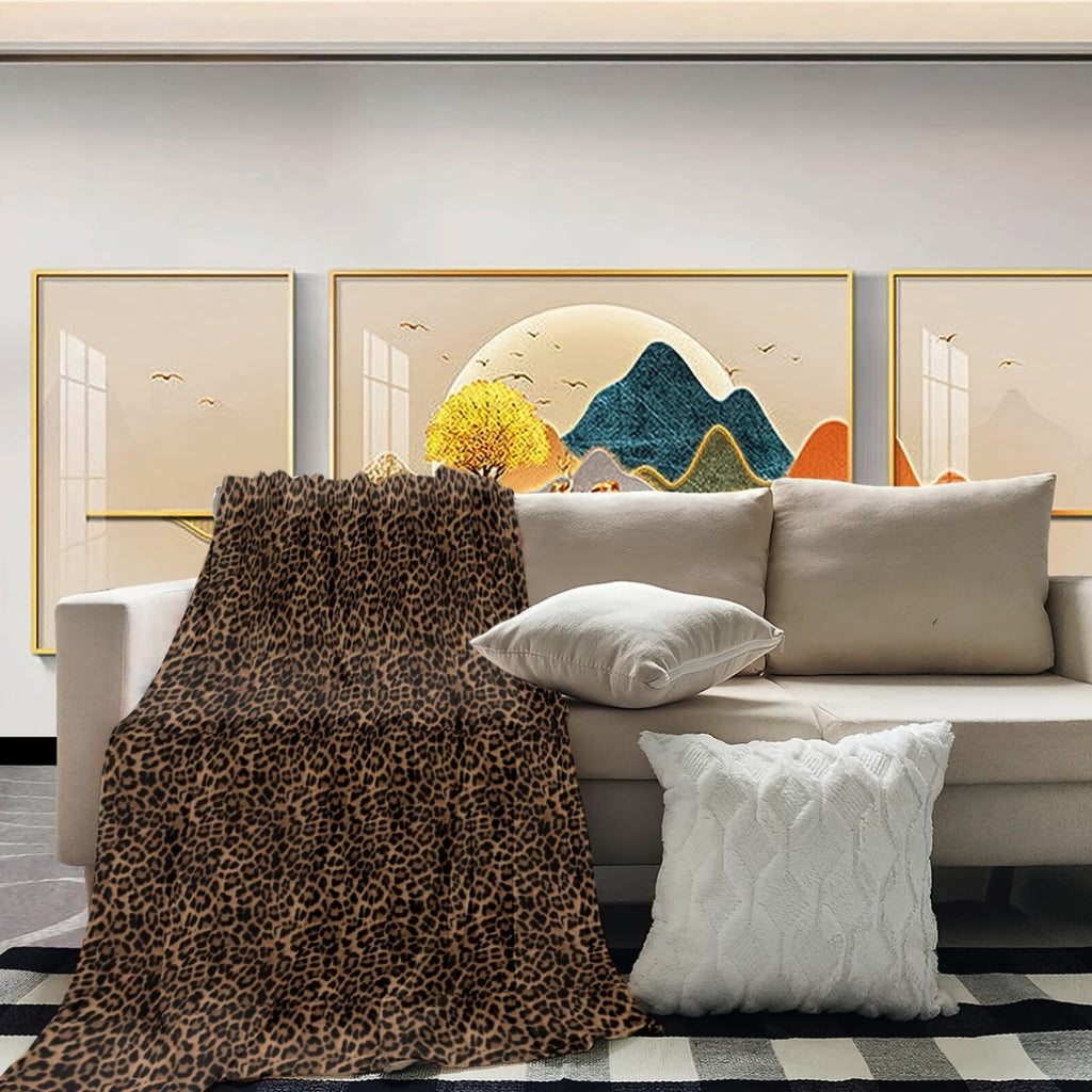 Leopard Print Plush Faux Fur Blanket