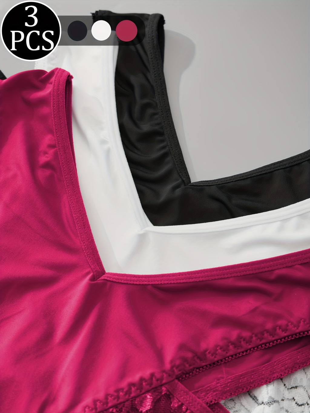 {3pcs} Briefs with Lace Cut-Out Design