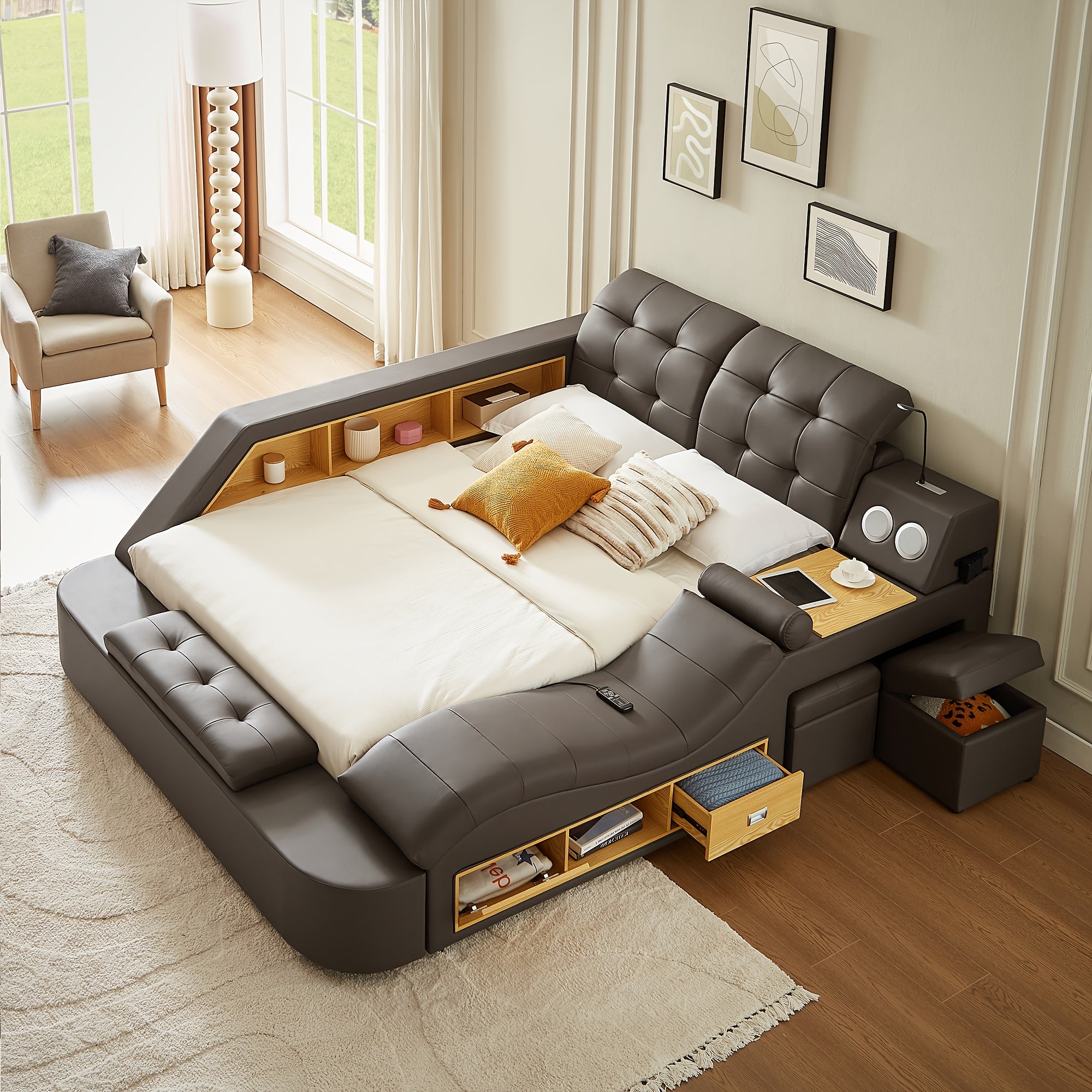 Multifunctional Large Bed Frame