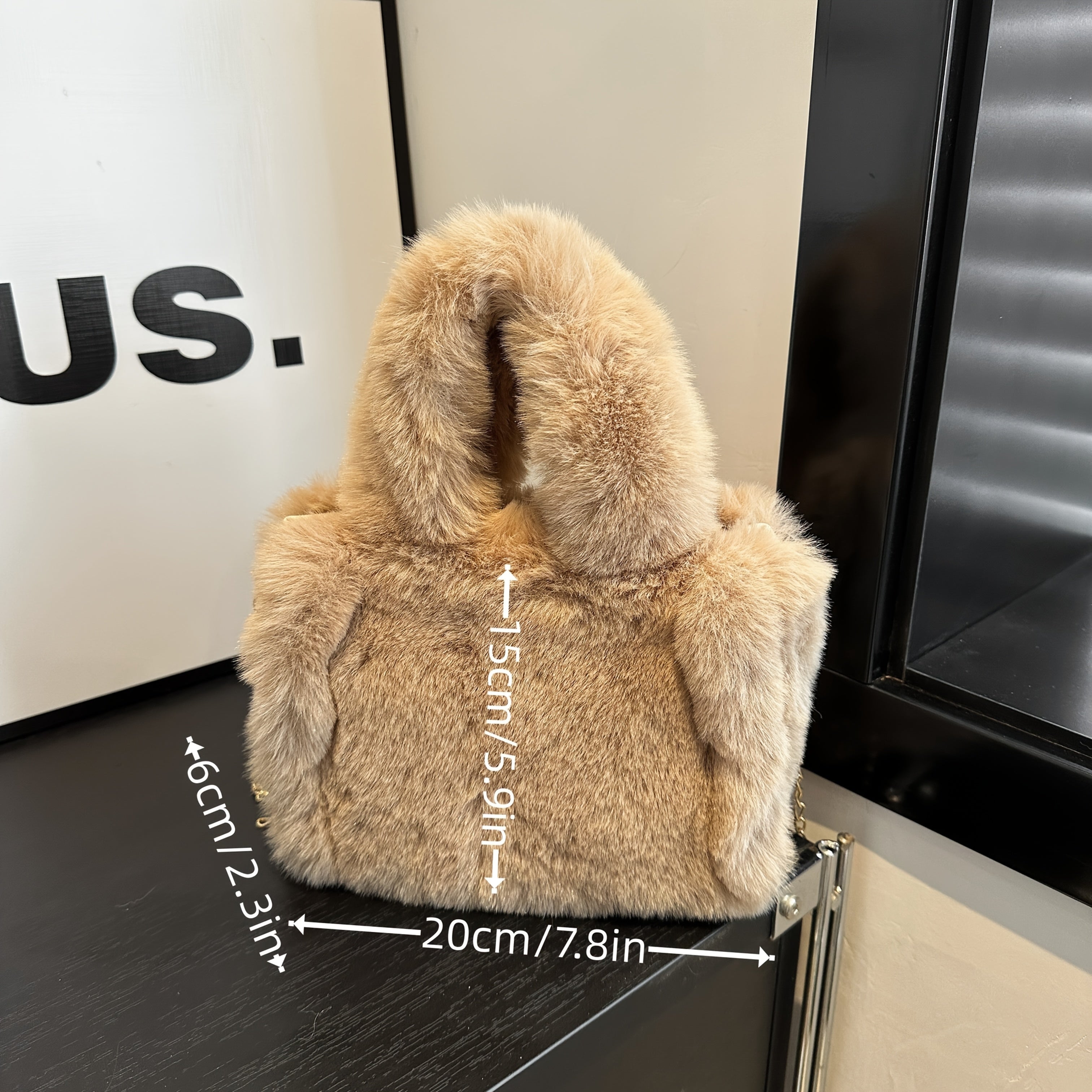 Plush Faux Fox Fur Classic Stylish Versatile Casual Shoulder Bag