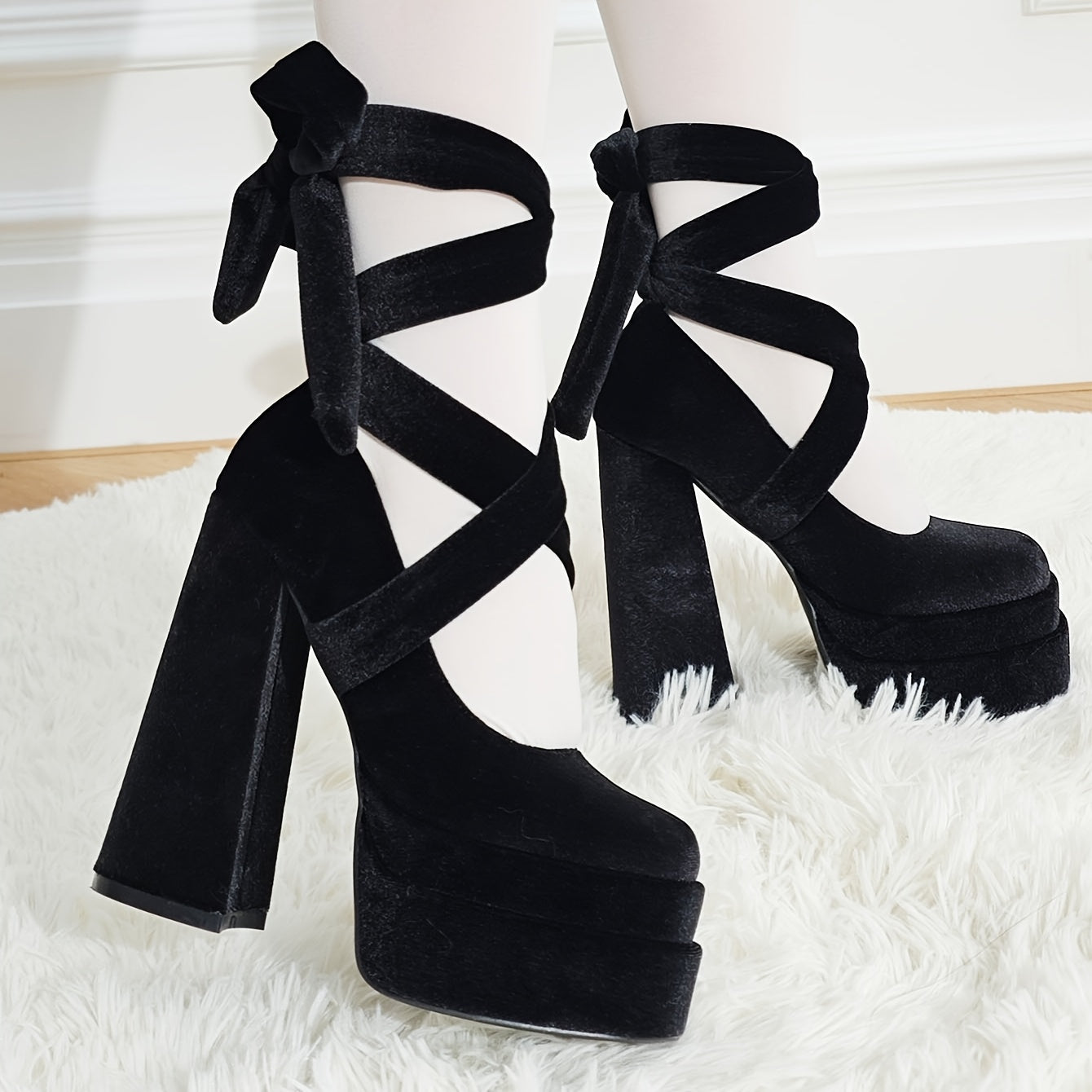 Chunky Platform Mary Jane High Heels