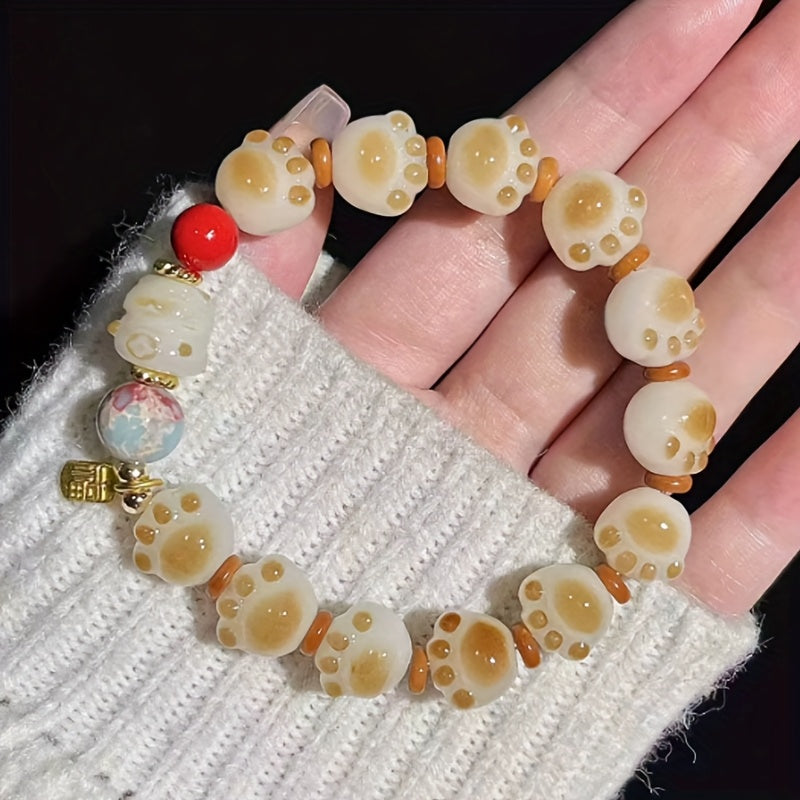 Cat Paw Beaded Bracelet