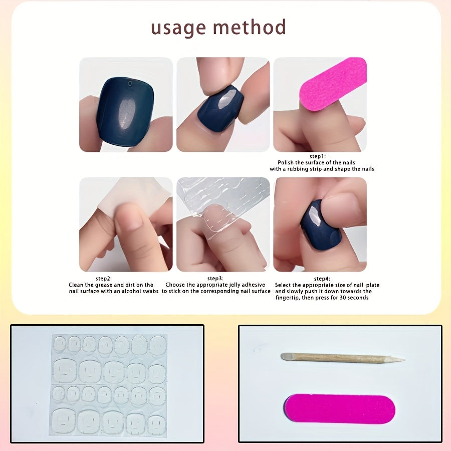 10pcs Handmade Press-On Nails - Black Matte Finish with 3D Purple Snake Design