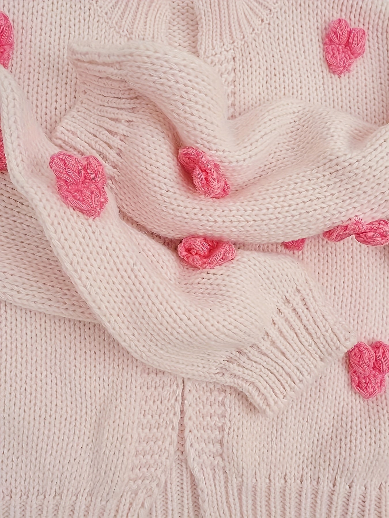 French-Inspired Heart-Decor Cardigan