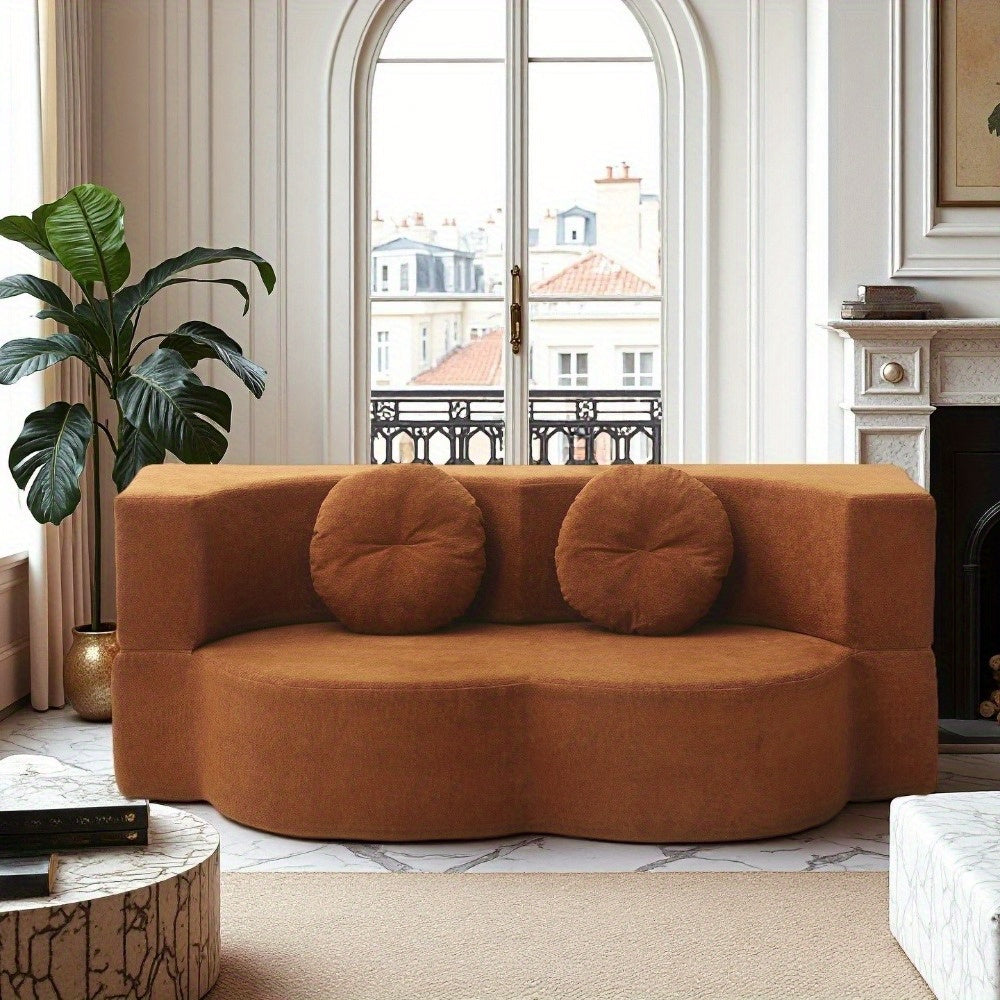 2-in-1 Convertible Folding Sofa Bed with Mattress