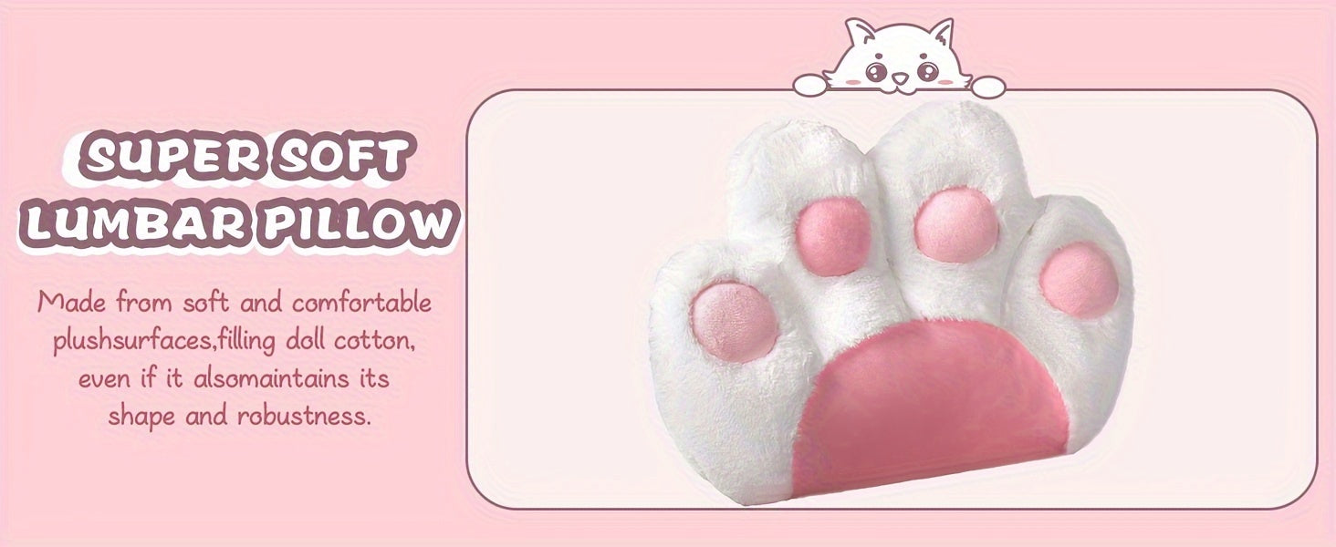 Pink Kawaii Cat Ear Gaming Chair with Paw Cushion
