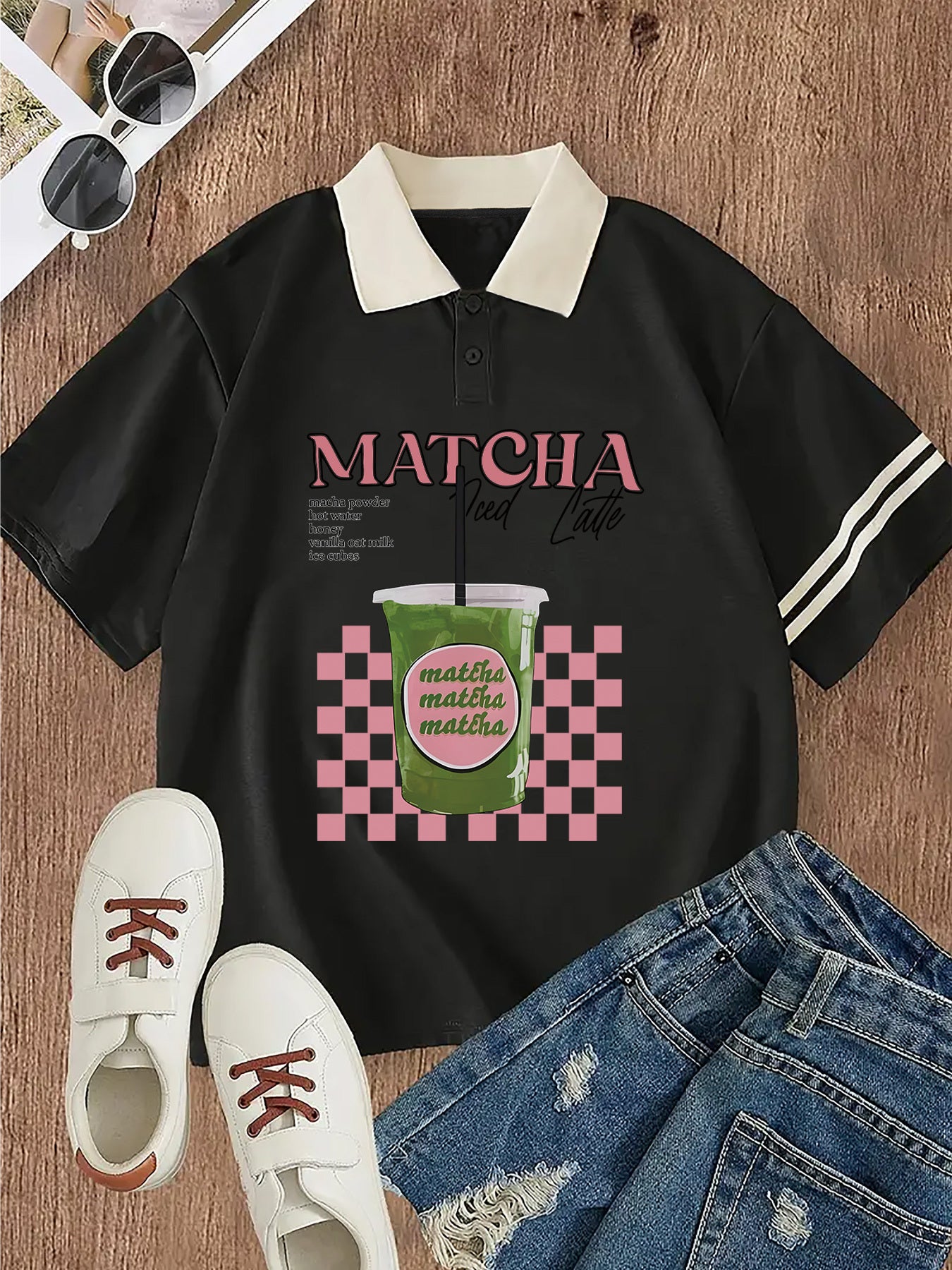 Matcha Latte Graphic Print Polo