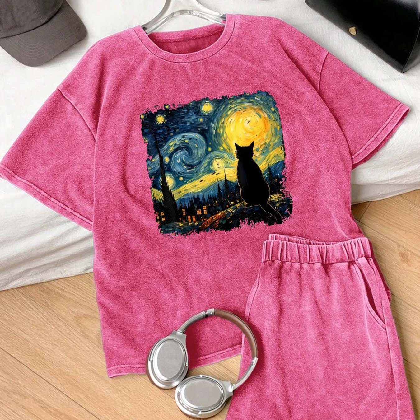 Women's Vintage Washed Heavyweight T-Shirt - Loose Fit Soft & Breathable Everyday Casual Top - Non-See-Through Light colored Tee for Spring/Summer Outfits