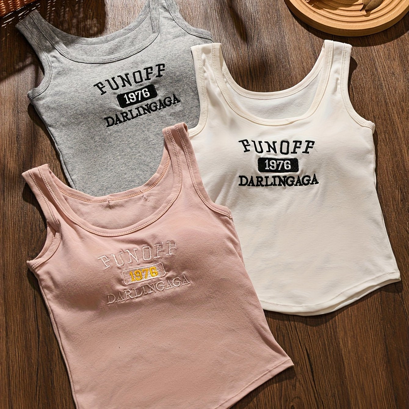 3pcs Set of Embroidered Bralette Camisole with Design