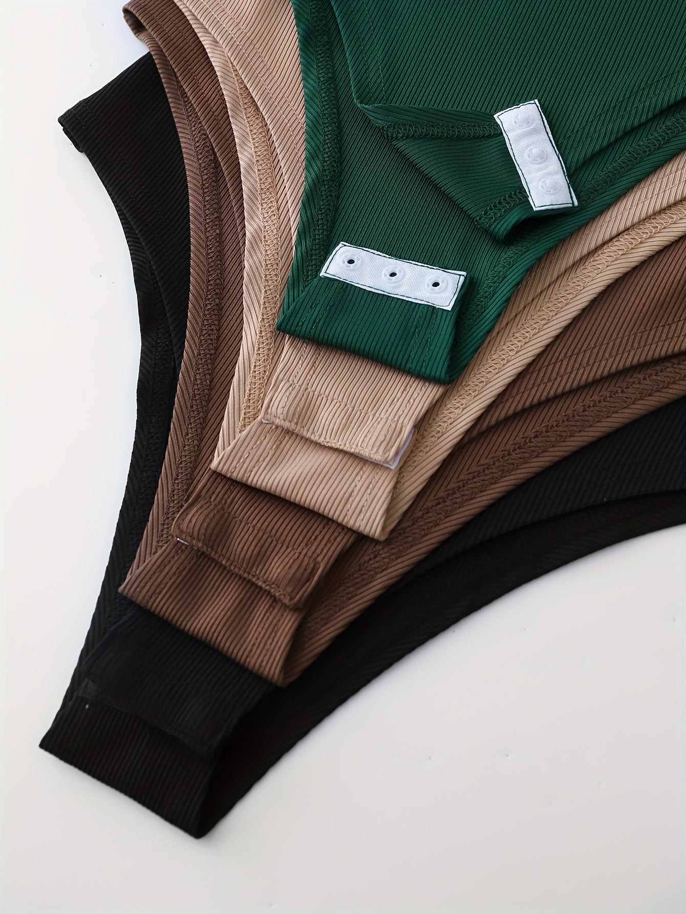 Women's 4pcs Sleeveless Square Neck Crop Top Camisole Cross-Back Bodycon Jumpsuit Set in Various Styles