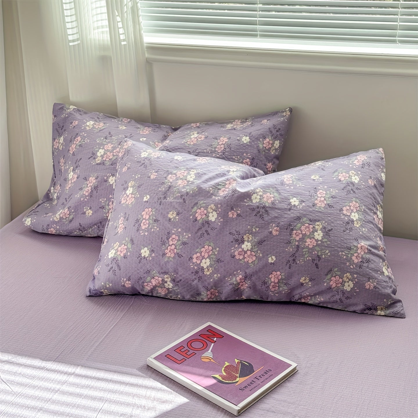 Hibiscus Pattern Fresh Style 4pcs Bedding Set (1 Duvet Cover + 1 Fitted Sheet + 2 Pillowcases)