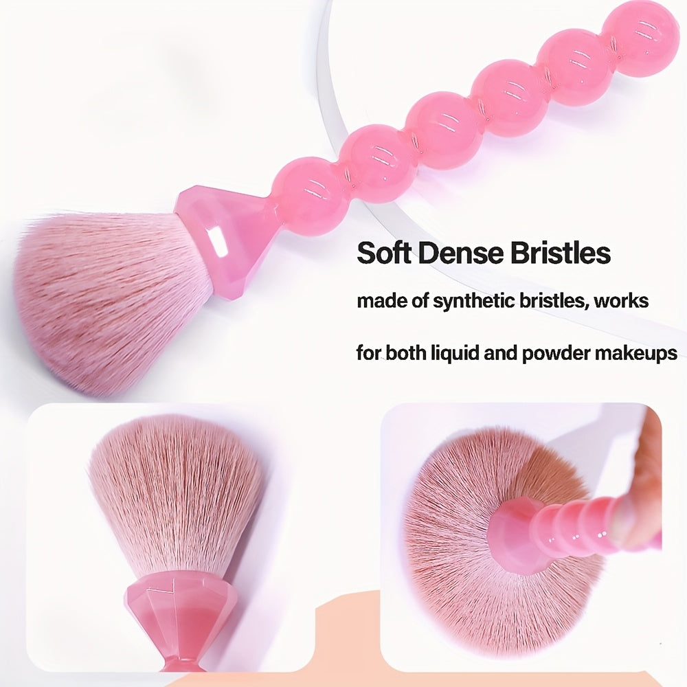 10pcs Pink Pearl Shaped Makeup Brush+3 Powder Puff Full Set Makeup Brushes
