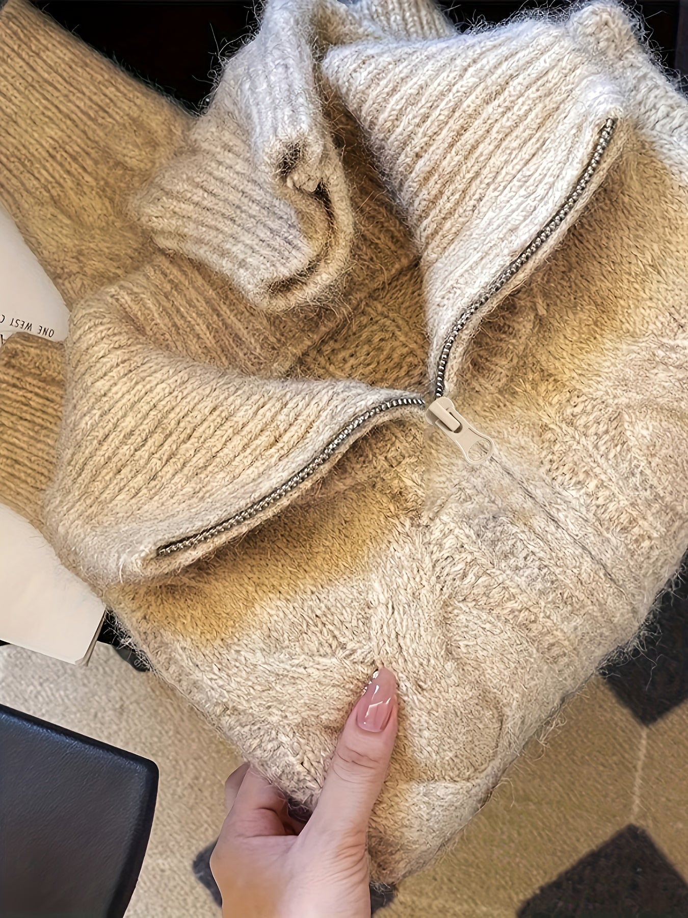 Oversized Plush Wool Sweater Coat