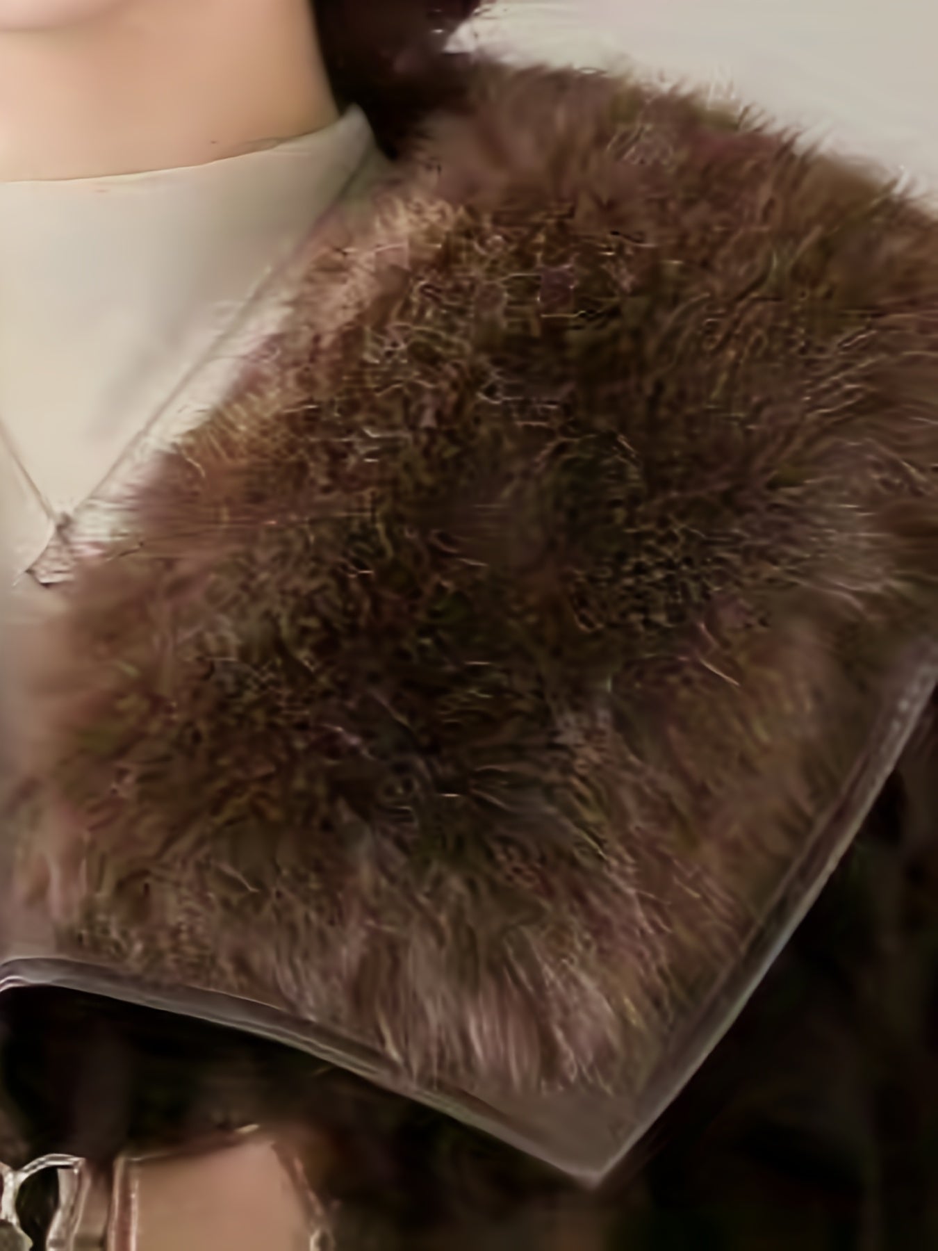 Leopard Print Fur Jacket with Collar & Chest Pockets