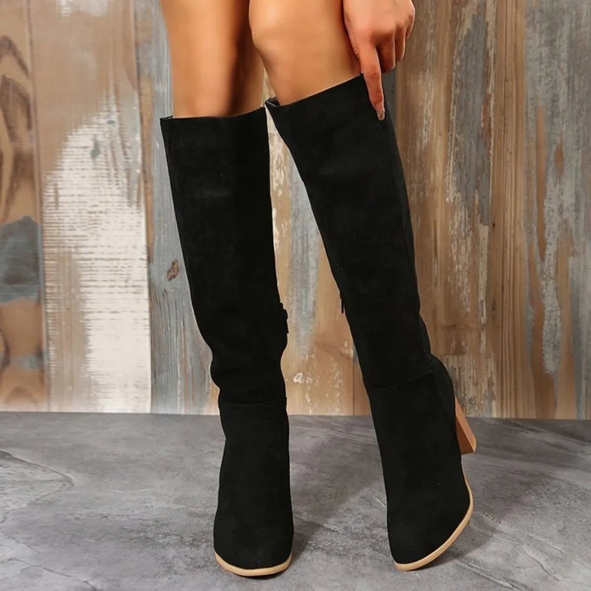 Point Toe Block Heels Boots