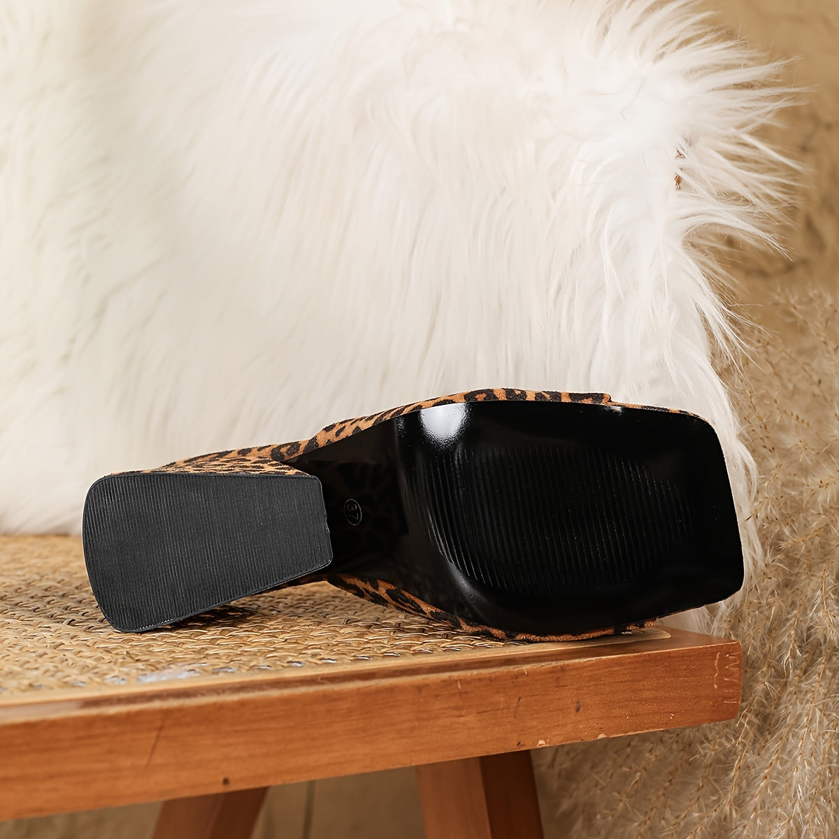 Chunky High Heel Leopard Sandals