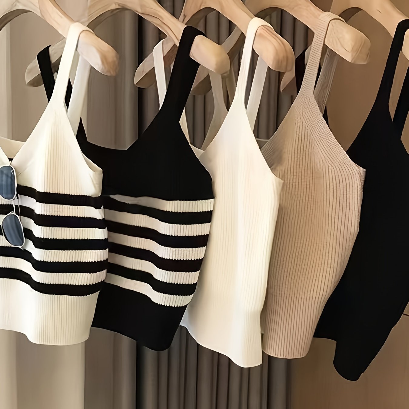 5pcs Sleeveless Striped Tank Tops