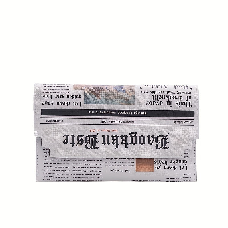 Trendy Chain Crossbody Newspaper Clutch Bag - Women's Envelope Flap Purse For Party Prom