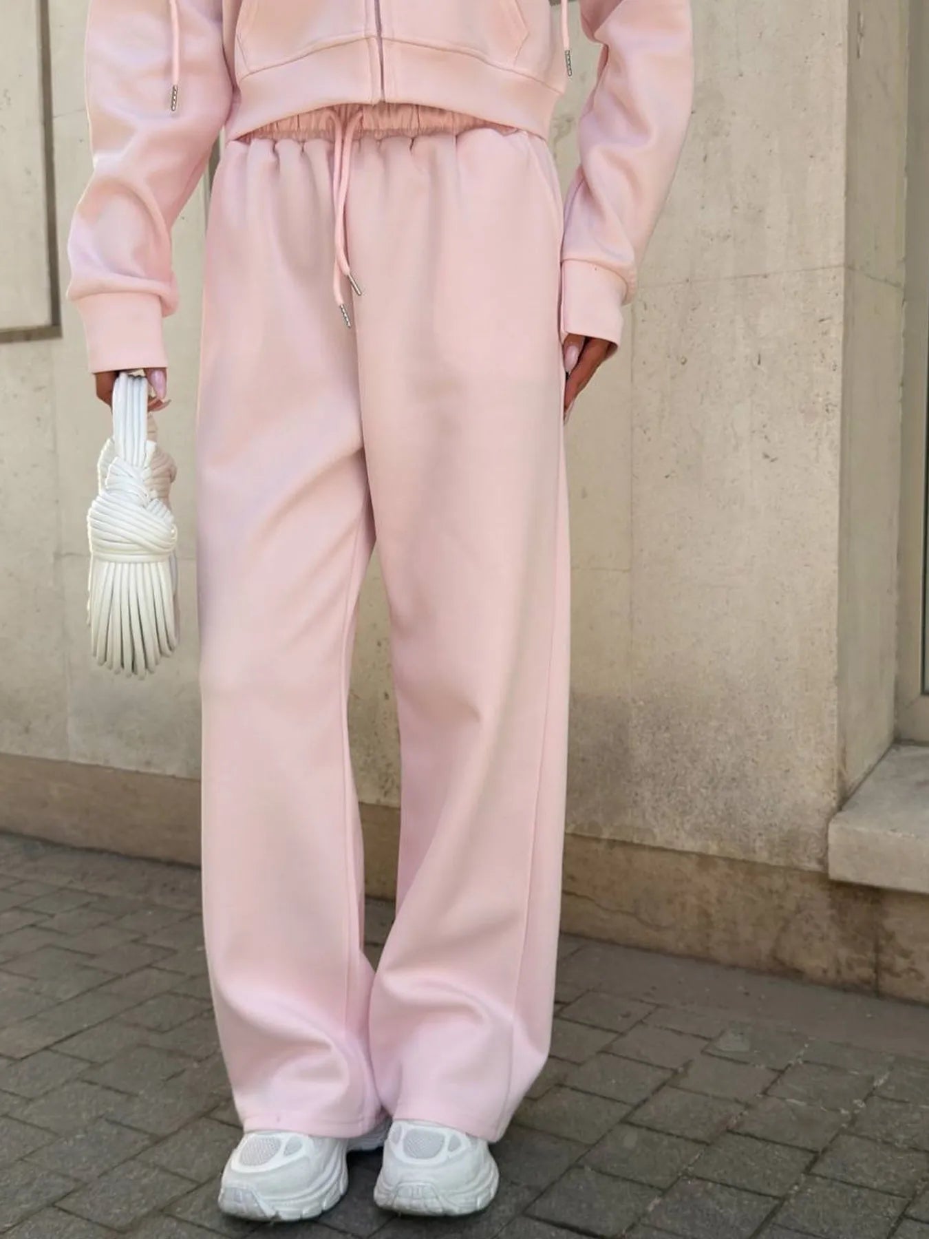 Zip Up Drawstring Hoodie and Pants Set