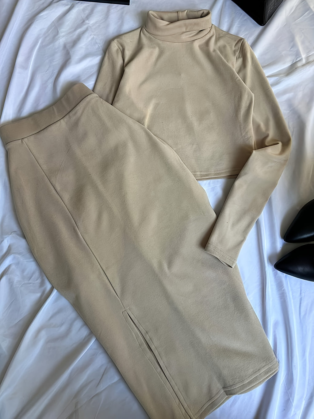 Long Sleeve Top Two-Piece Set with Skirt