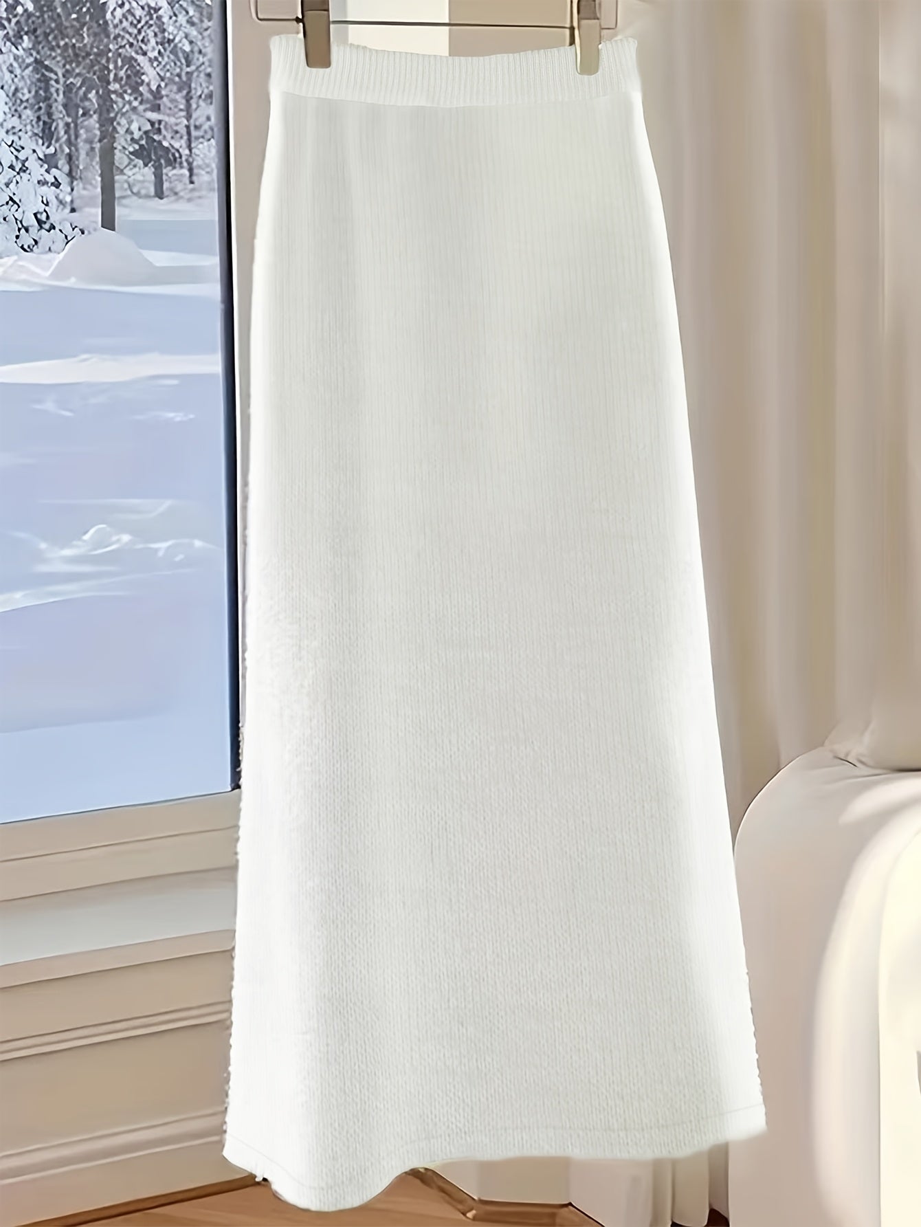 White Plus Size Cozy Sweater and Skirt Set